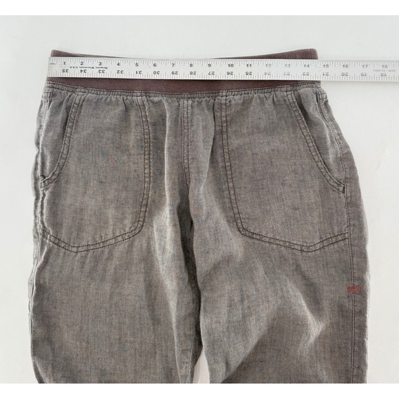 Toad&Co 100% Linen Drawstring‎ Hem Cropped Elastic Waist Taupe Pants Sz SmSize S - Picture 7 of 11